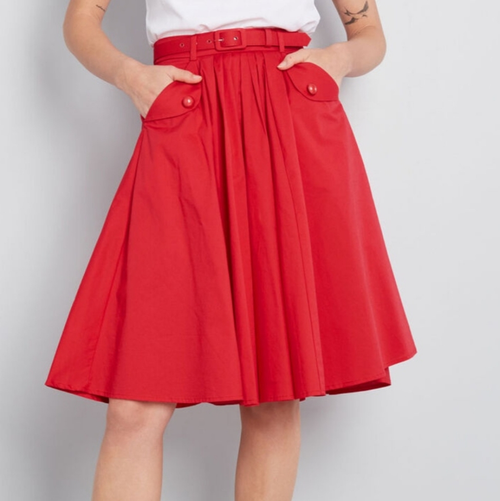 Collectif Midi Red skirt